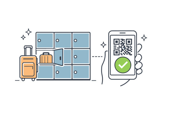 Secure mobile qr code luggage locker system for convenient storage