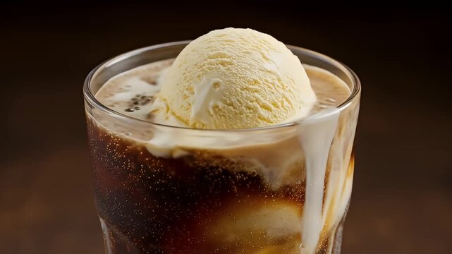 Delicious Root Beer Float - A Classic Summer Treat in a Glass.
