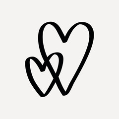 Minimalist overlapping heart illustration, Valentine's Day vector