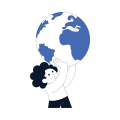 Obraz premium Lift a heavy globe Vector illustration. EPS 10 file 