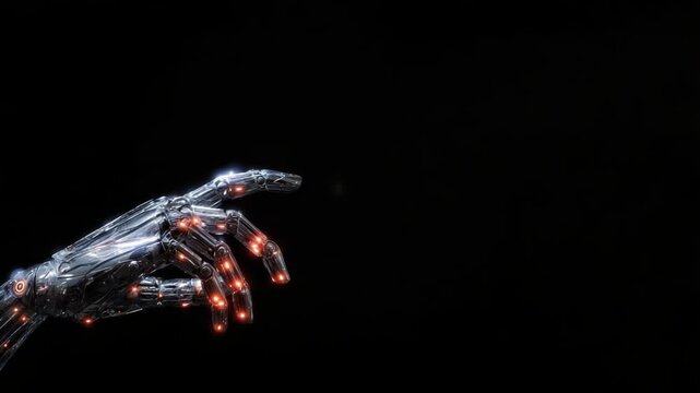 A Captivating Interaction Between Human and Machine: The Exceptional Moment Where Technology Meets Humanity, Highlighting the Connection Through a Majestic Touch of a Robotic Hand and a Human Finger.