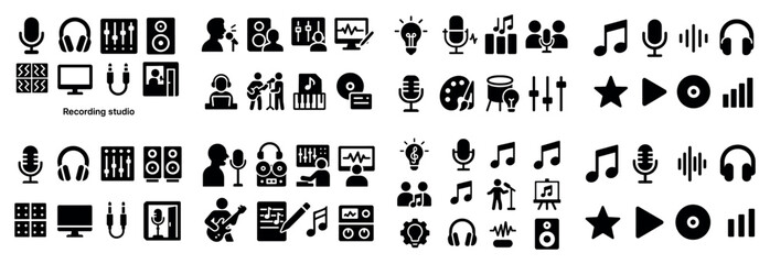 Music and recording studio icon set collection