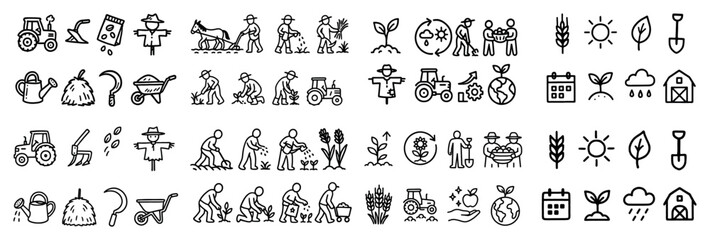 Farming and agriculture icons collection