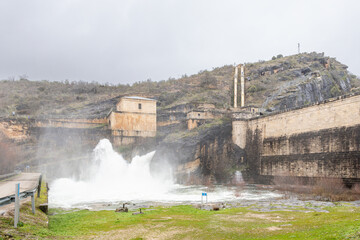 Water release, due to heavy rains, from the Ponton de la Oliva dam in Madrid