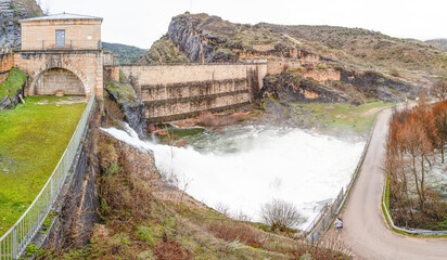 Water release, due to heavy rains, from the Ponton de la Oliva dam in Madrid