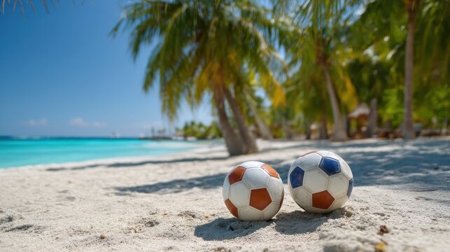 Beach soccer balls tropical paradise