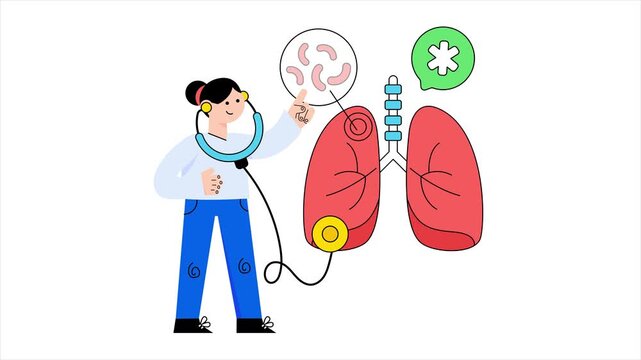Tuberculosis   Animation MP4 File on white background