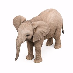 Fototapeta premium Young Elephant Facing Forward Isolated on White