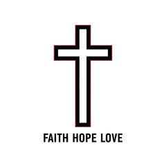 Simple cross symbol with faith hope love text