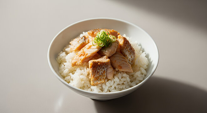 Tai Meshi Minimalist Japanese Cuisine Bowl With Fresh Ingredients on Neutral Background