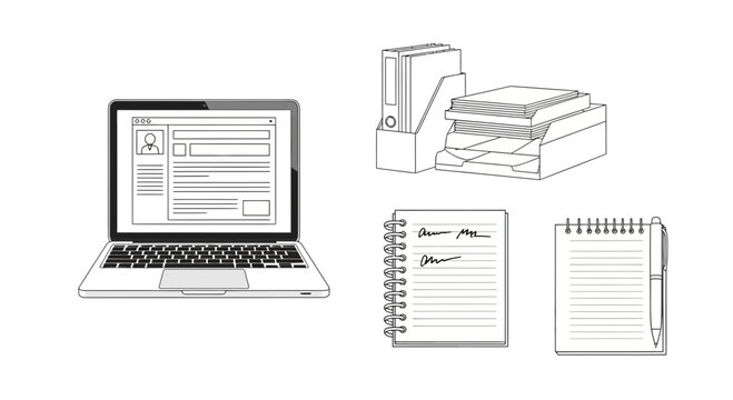 Laptop, Notebooks, and Document Holder: Office and Study Essentials