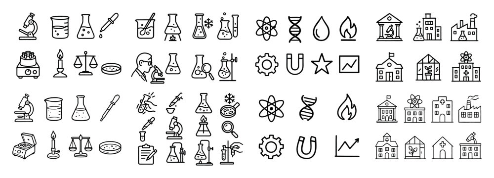 Science icons collection: lab and research