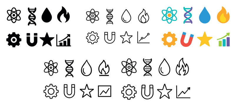 Science and energy vector icons set