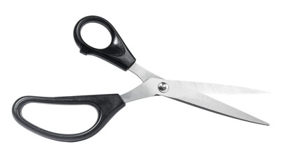 A sharp, clean scissors on a transparent background, perfect for cutting paper, fabric, or crafts, symbolizing office tools, school supplies, and creativity.