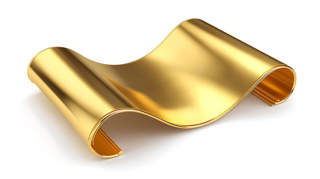 Elegant Golden Wave: Abstract Metallic Shape for Design and Decoration, Smooth Surface Reflects Light, Adding a Touch of Luxury to any Visual Communication