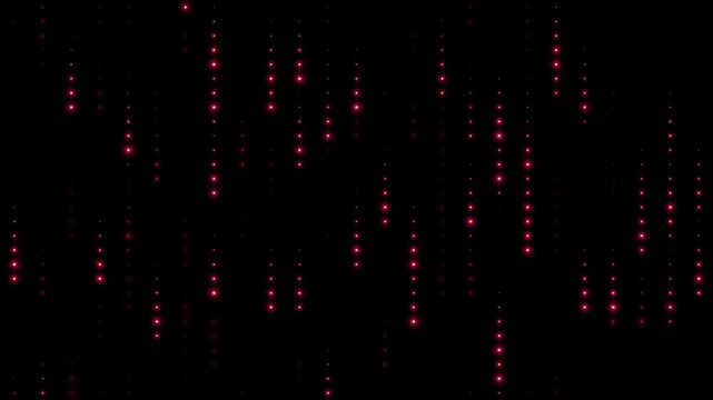 Background wall of flashing red led lights. Abstract rain of red falling lights. Valentines day. Peaceful calm background. Shining flicker animation for banner. VJ animation. 4k seamless loop video