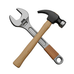 A pair of crossed tools symbolizing craftsmanship and construction work.