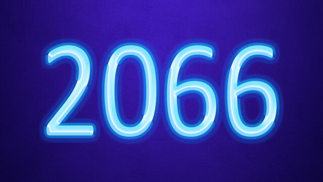 Glowing blue number design of 2066 on blue background.