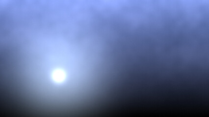 Abstract blue atmospheric background with glowing light and misty fog