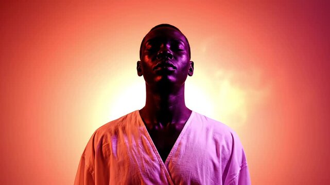 A person stands in a vibrant environment, expressing emotion, with a dramatic viewpoint, as seen in the reference _scene_description_202602050033_6gthj_X-Design.mp4