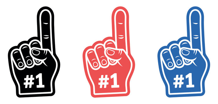 Bold Foam Finger Number One Icon featuring a classic sports fan "we're number one" hand gesture, designed as a clean vector graphic for team spirit and victory celebrations.