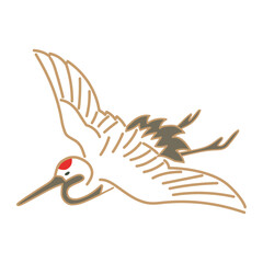 鶴のシンプルなイラスト　ベクター　挿絵　ツル　丹頂鶴　白背景　透過背景　縁起物　正月　年賀状　お祝い