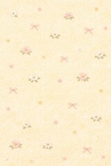 Minimal Seamless Daisy and Pink Bow Pattern on Soft Yellow Pastel Background