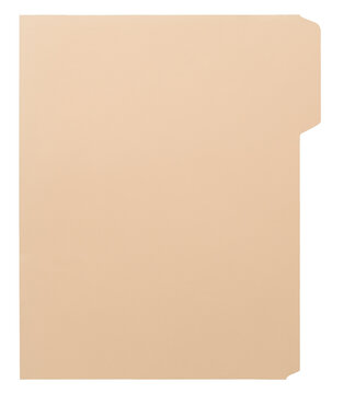 Manila craft folder with cut tab isolated on transparent background. Paper case archive for cold case file element design creation.