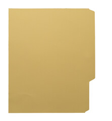 Fototapeta premium Manila craft folder with cut tab isolated on transparent background. Paper case archive for cold case file element design creation.