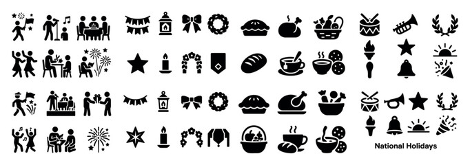 Naklejka premium Festive holiday icons collection