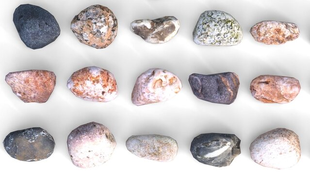 type of rocks on white background