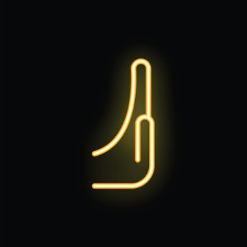 Bright yellow neon thyroid gland glowing on black background