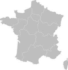 Fototapeta premium Blank map of France with regions simple vector illustration