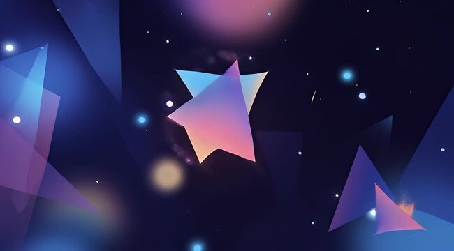 Abstract geometric space background with stars, triangles and beautiful colorful gradients