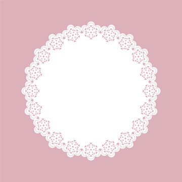 White round lace doily, vector lace napkin, laser cut template