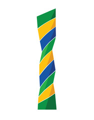 Fototapeta premium Abstract Brazil Twisted Ribbon Structure in Green Yellow Blue Vertical Geometric Vector Style Modern Brazilian Inspired Architectural Ribbon Design for Corporate Branding and Premium Identity Projects