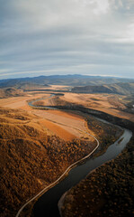 Aerial view of Arxan, Inner Mongolia, China in late autumn.