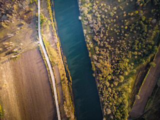 Aerial view of Arxan, Inner Mongolia, China in late autumn.