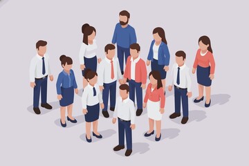 Obraz premium Diverse business people standing in isometric view - Generative AI
