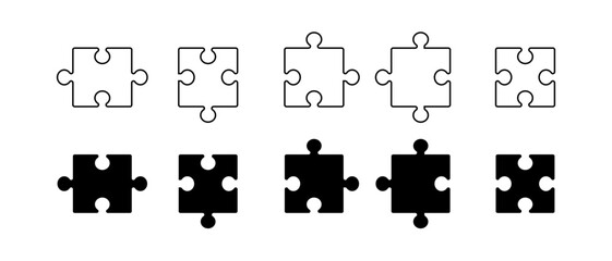 Naklejka premium Puzzle pieces vector set. Outline Puzzle illustration5