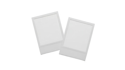 Obraz premium Two blank instant photo frames or polaroid style prints with soft drop shadow on white background for mockup