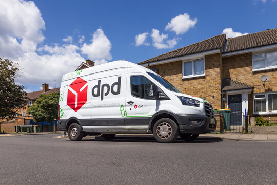 DPD delivery van parked on a residential street. London, UK, 16 June 2024