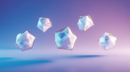 Fototapeta premium Abstract business optimization concept featuring floating geometric shapes on a smooth gradient background.