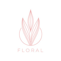 Plant botanical minimalist logo design vector