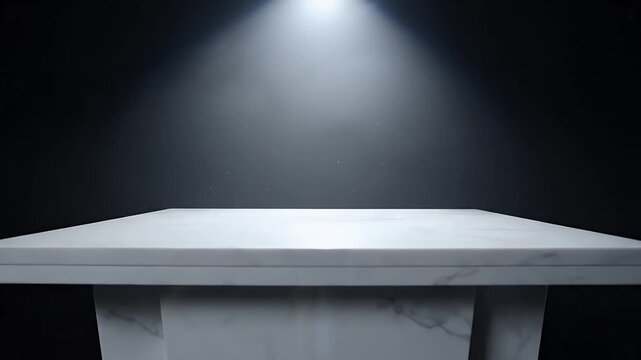 Marble pedestal with spotlight against a dark backdrop