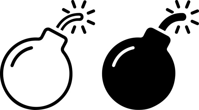 Stylish bomb icons in black and white for explosive designs