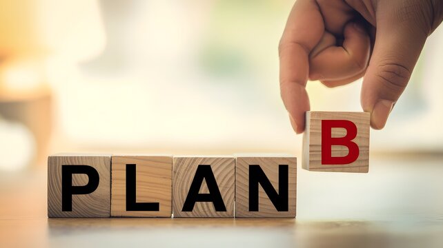 Plan B Strategy Concept with Wooden Blocks, Business Backup Plan, Risk Management and Contingency Planning, Alternative Solution Background