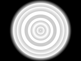 Naklejka premium Minimalist White and Grey Concentric Rings on Black. Elegant grey and white concentric rings with smooth gradients. Professional monochromatic background for futuristic technology, minimalism, or cle