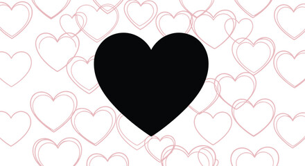 A large black heart stands out against a background of faint pink hearts © Md Shifat