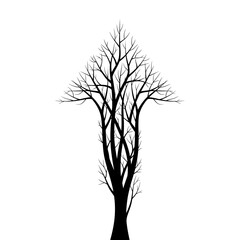 Obraz premium Abstract Bare Tree Silhouette with Branching Patterns on White Background